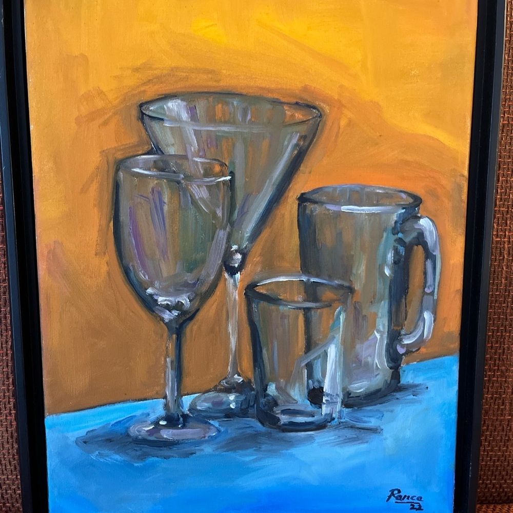 Original Painting by Artist Rance Holiman Still Life “Glasses” 2022